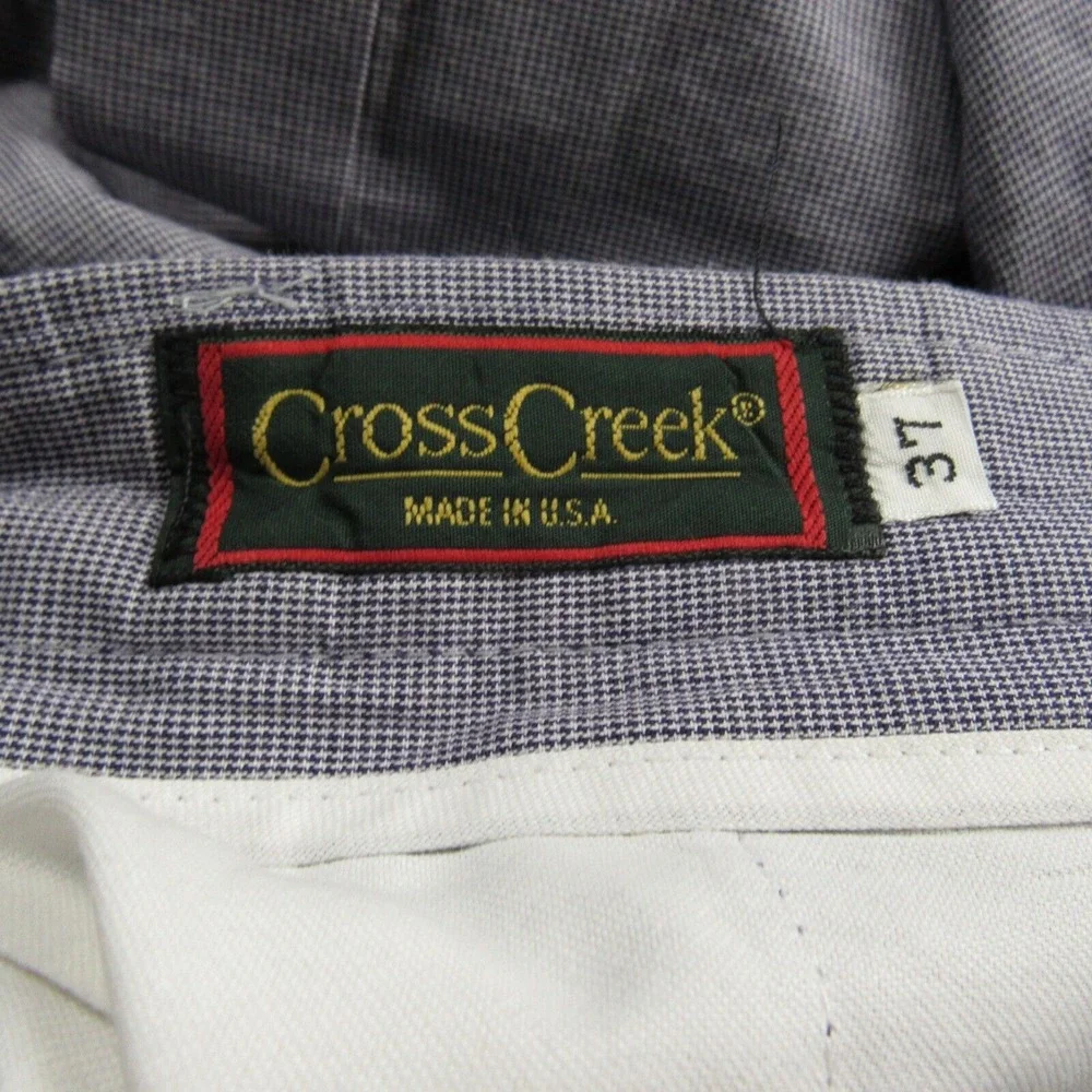 Vintage Cross Creek Pants Men 37x28 Cuffed Micro Houndstooth Pleated Made in USA